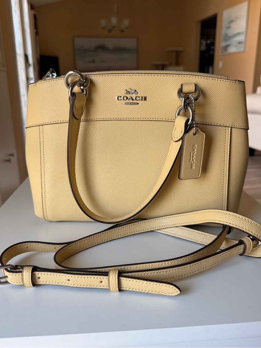 Coach Yellow Pebble Leather Crossbody